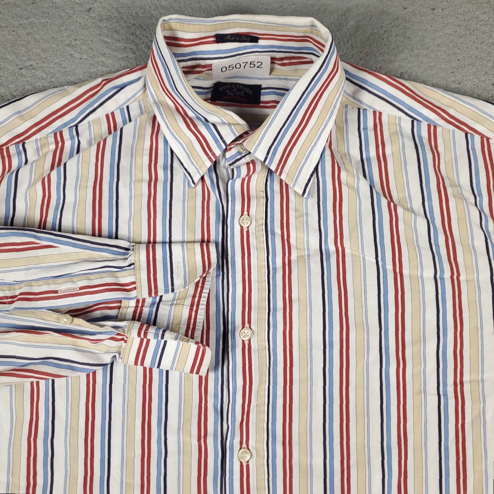 Paul & Shark Paul & Shark Button-Up Shirt Mens Large Red Blue Striped Long Sleeve Classic Modern Size US L / EU 52-54 / 3 - 2 Thumbnail