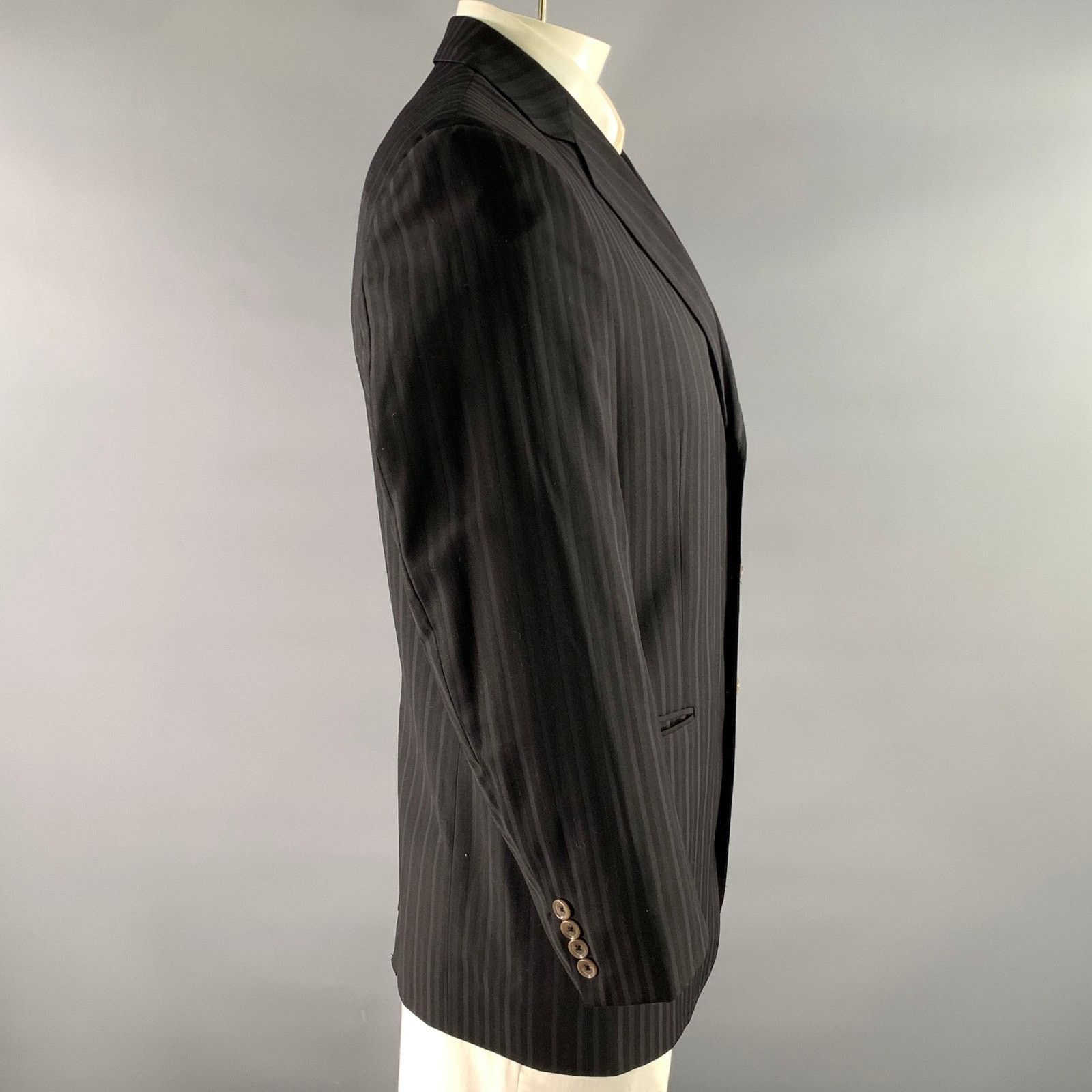 Dolce & Gabbana Dolce & Gabbana 42 Black Grey Stripe Wool Blend Sport Coat Size 42R - 3 Thumbnail