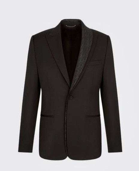 Dior asymmetrical oblique collar black wool blazer jacket 48