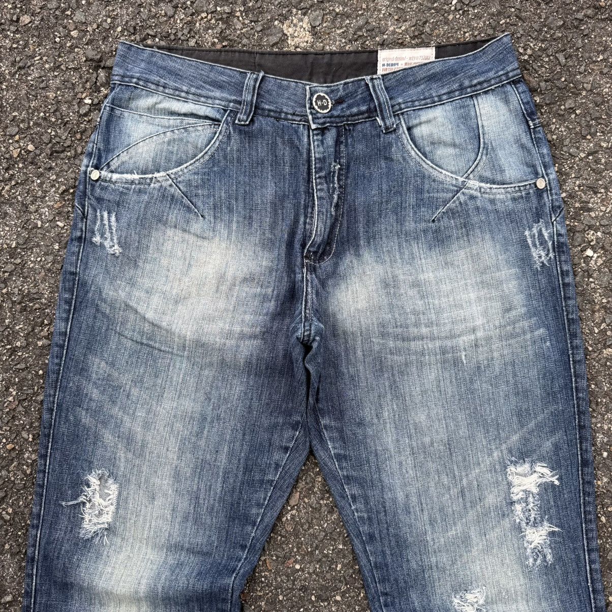 Japanese Brand VINTAGE H-DUROM FADED RIPPEP DENIM JEAN PANTS Size US 35 - 2 Thumbnail
