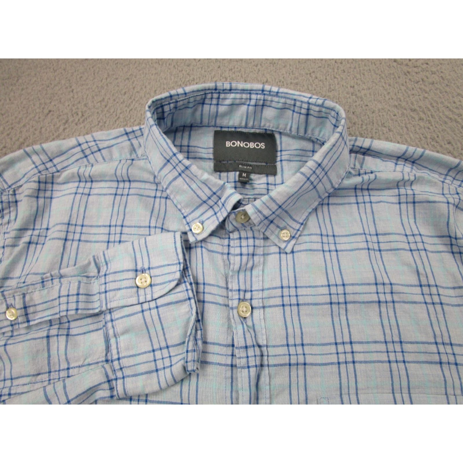 Bonobos Bonobos Shirt Mens M Slim Blue Button-Down Long Sleeve Preppy Casual Lightweight Size US M / EU 48-50 / 2 - 2 Thumbnail