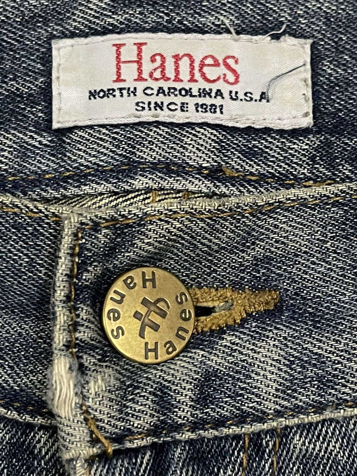 Hanes Vintage 90s Hanes Blue Wash Distress Baggy Jeans Size US 31 - 7 Thumbnail