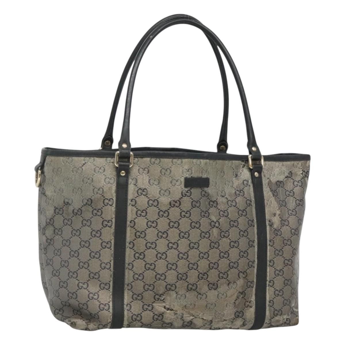 GUCCI GG Crystal Tote Bag Coated Canvas Navy Gold