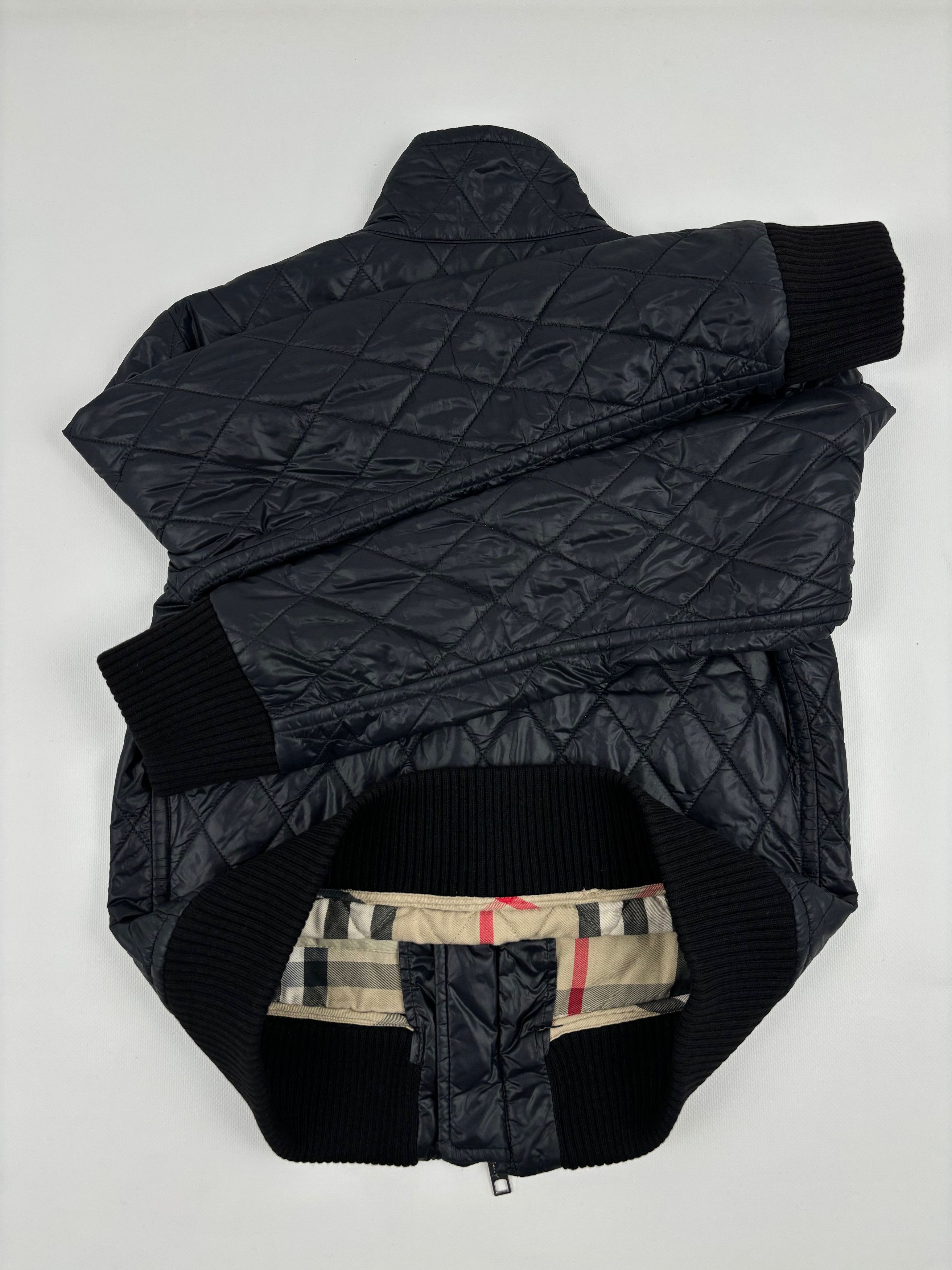 Burberry London Nova Check Biker Ribbed Cuffs Quilted Jacket Full-Zip Bomber Size M / US 6-8 / IT 42-44 - 16 Thumbnail