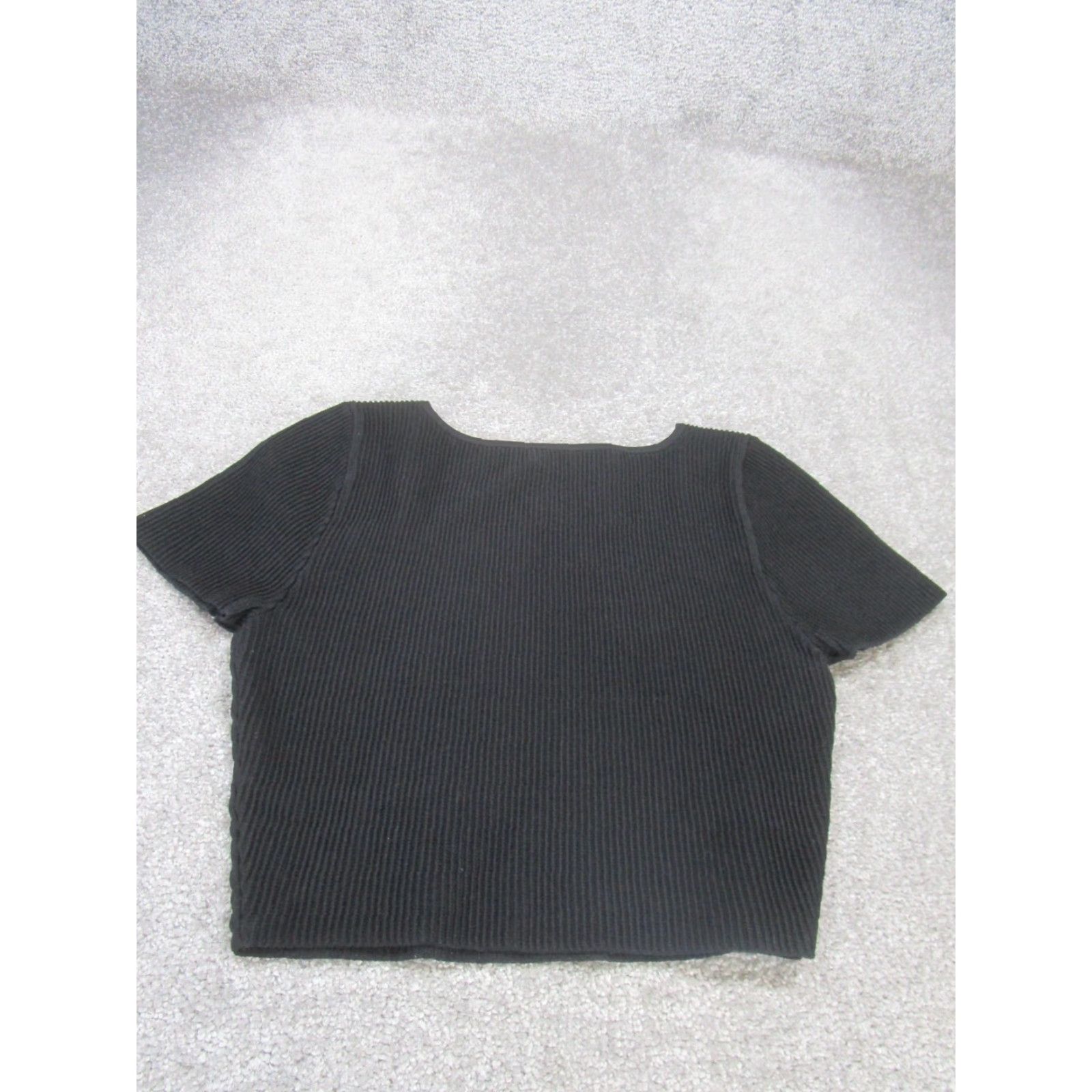 Vintage BABATON Shirt Womens M Black Ribbed Square Neck Short Sleeve Tee Size M / US 6-8 / IT 42-44 - 3 Thumbnail