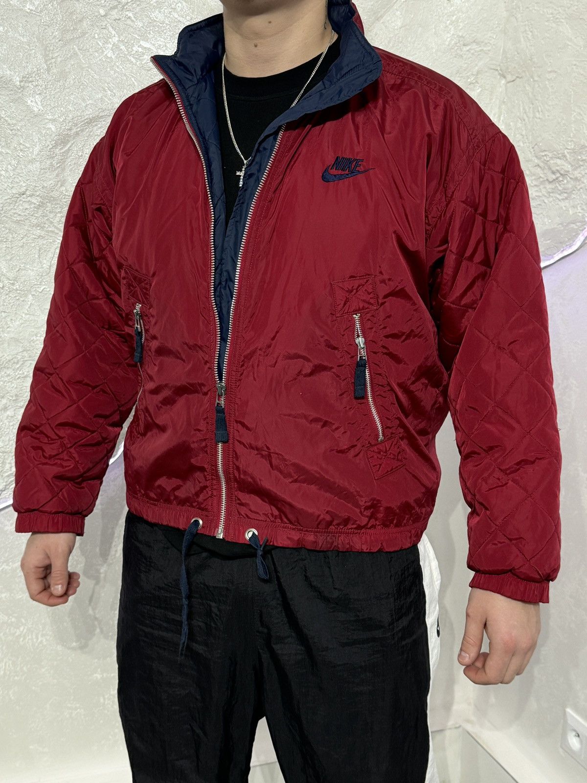 Nike Vintage 90s light puffer bomber jacket Nike big back logo Size US M / EU 48-50 / 2 - 6 Thumbnail