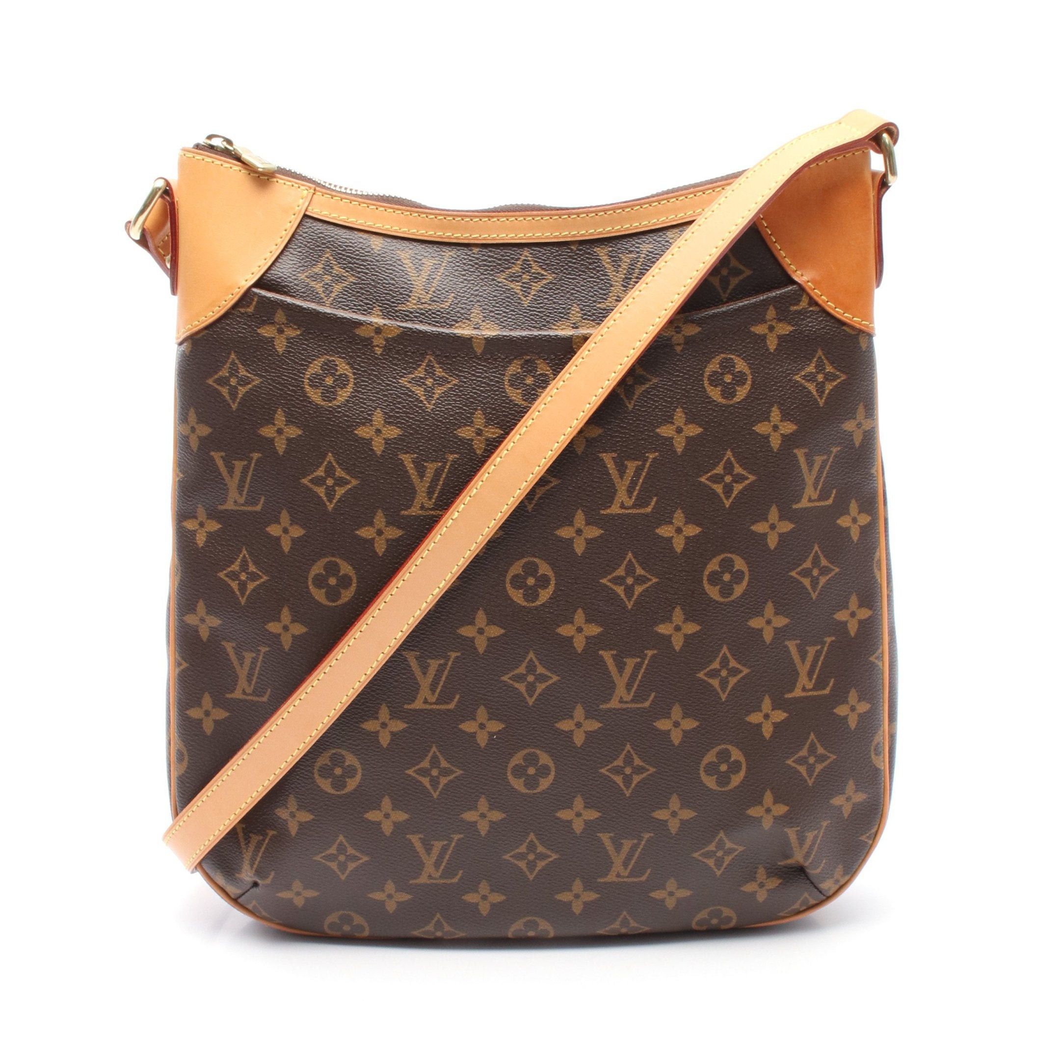 Louis Vuitton Odeon Mm Monogram Shoulder Bag Leather Brown