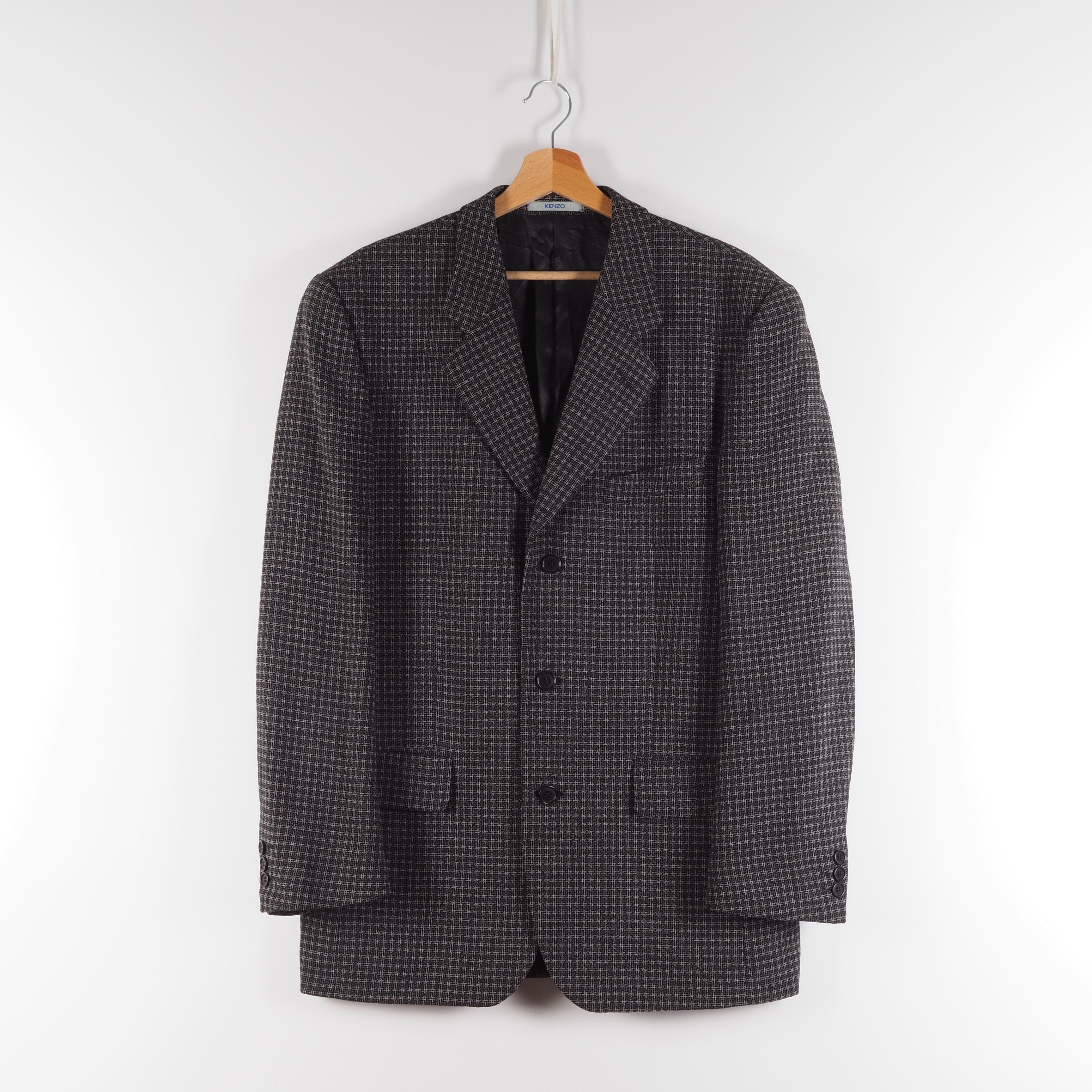 Kenzo × Vintage Kenzo Homme Vintage Gray Wool Sport Coat Blazer Jacket Size 40R - 1 Thumbnail