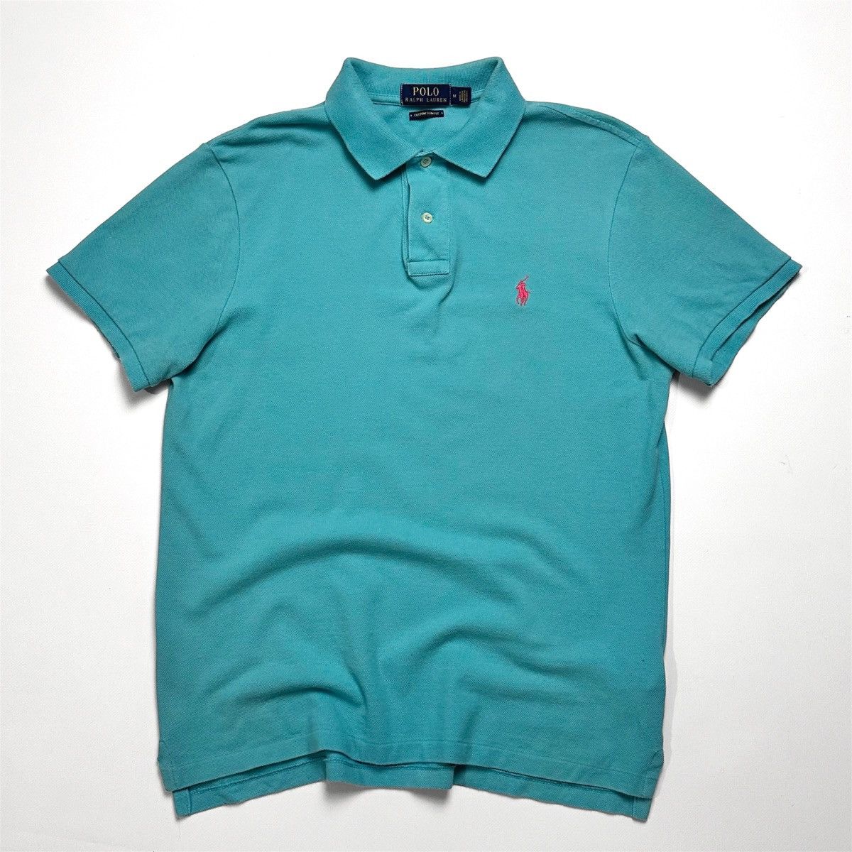 Polo Ralph Lauren Polo Ralph Lauren Custom Slim Fit Pique Polo Turquoise M Size US M / EU 48-50 / 2 - 1 Thumbnail