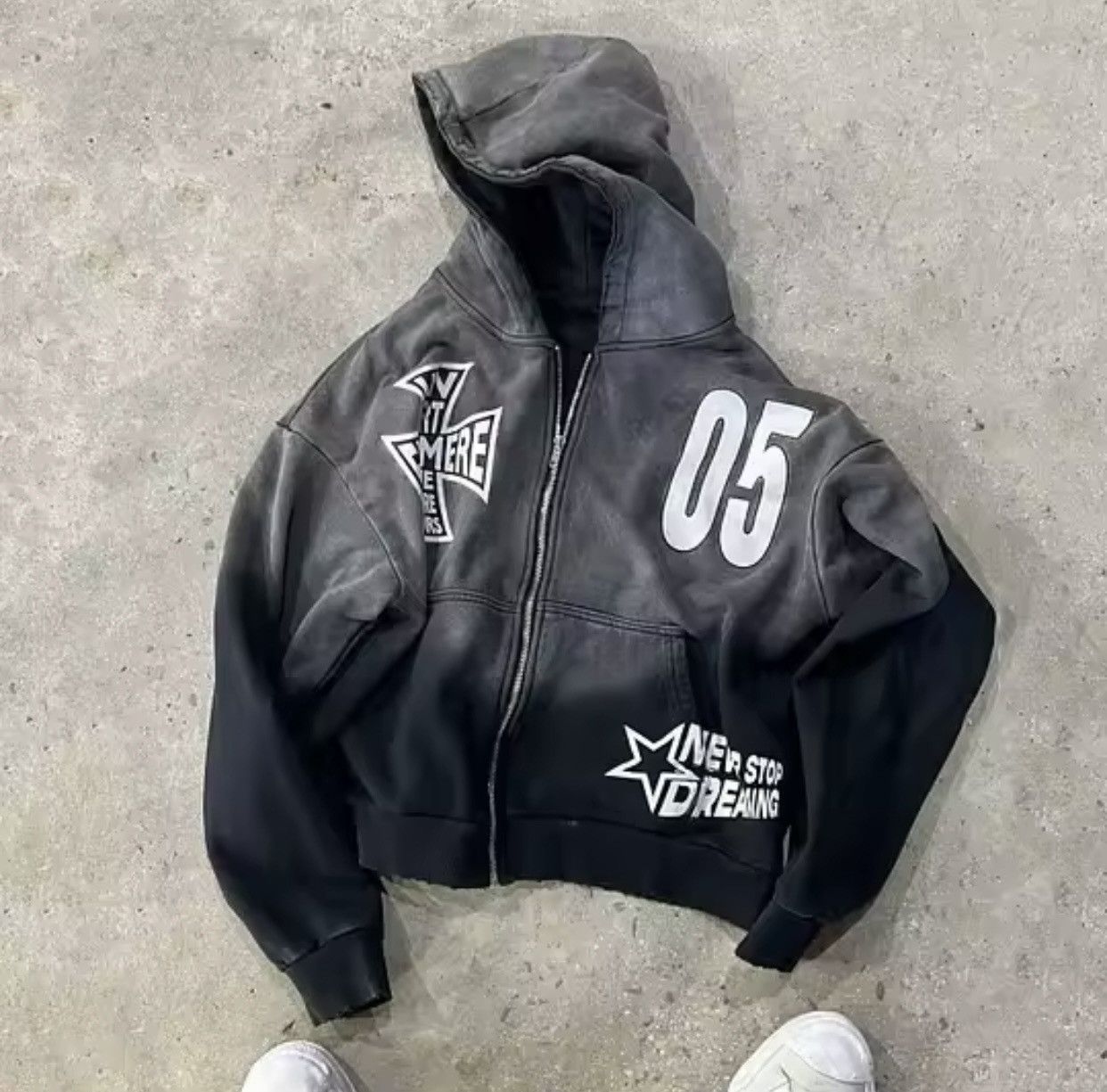 Vintage Street New Gradient Retro Washed Zipper Hoodie Printed Size US L / EU 52-54 / 3 - 1 Thumbnail
