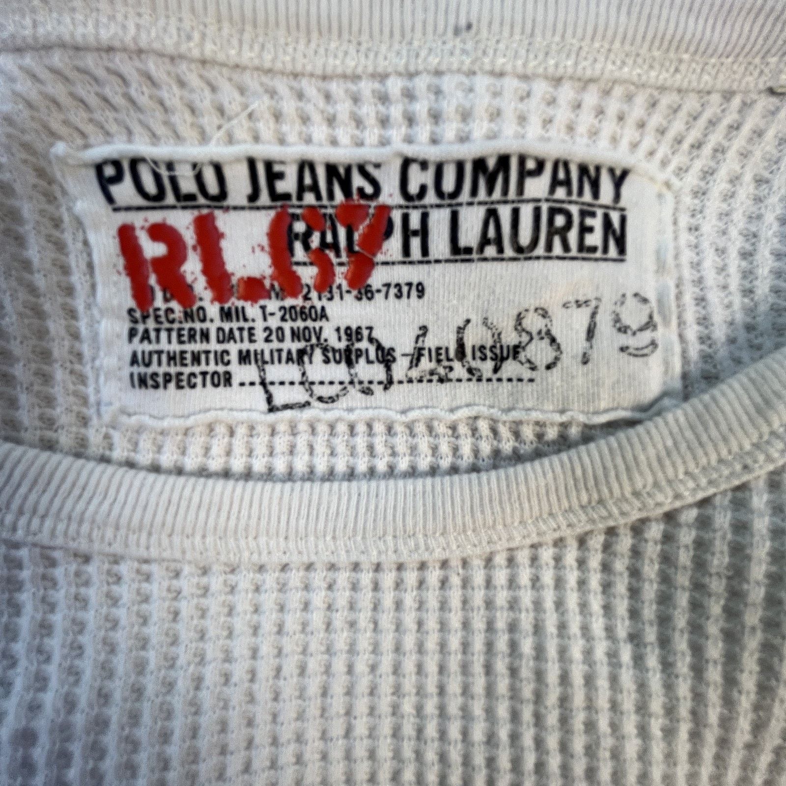 Polo Ralph Lauren Vintage 90s Polo Jeans Co. RL-67 "USA" Waffle Knit Thermal Size US L / EU 52-54 / 3 - 3 Thumbnail