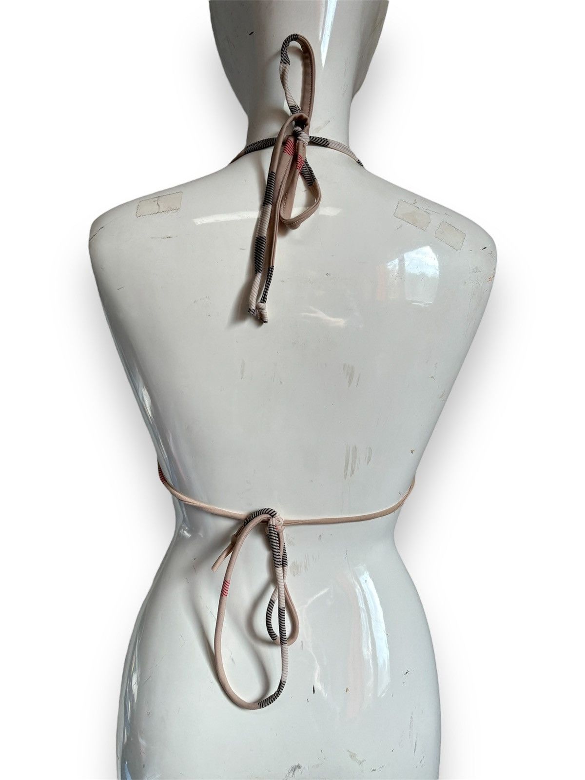 Burberry RARE Nova Check Swimsuit Stripe Trim Triangle Bikini Top Bra Size ONE SIZE - 4 Thumbnail