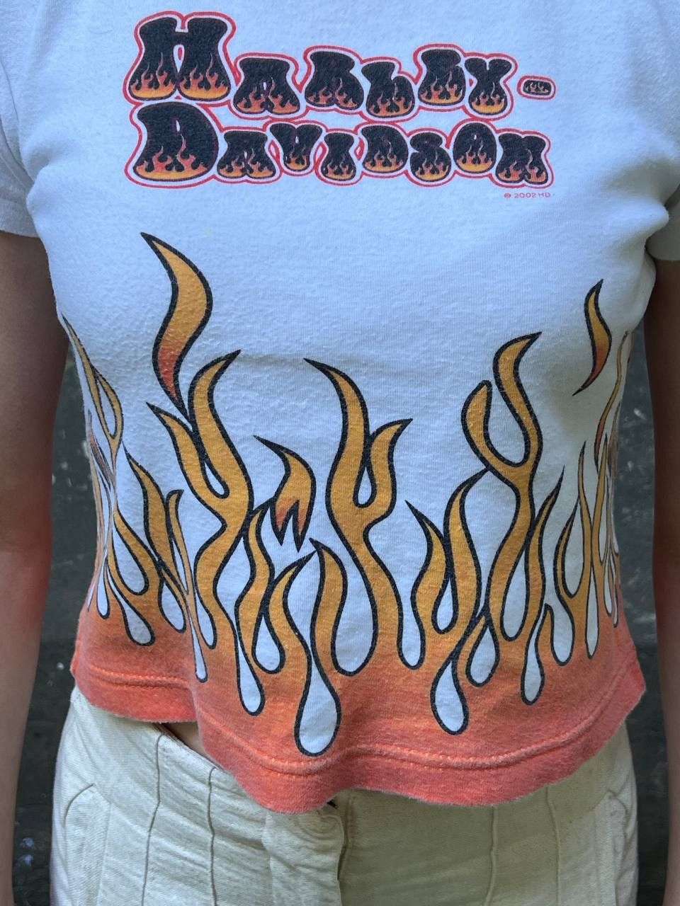 Harley Davidson × Vintage Vintage Harley Davidson 2002 T-Shirt Fire Logo Y2K RARE Size S / US 4 / IT 40 - 3 Thumbnail