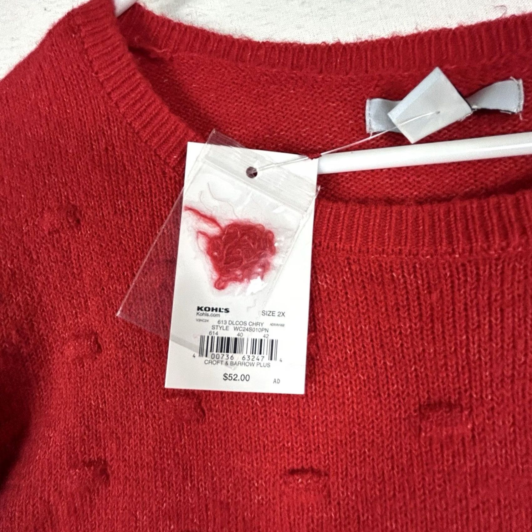Croft & Barrow Croft & Barrow Sweater Womens Plus 2X Crew Neck Red Long Sleeve Casual NWT Extra-Soft Knit Pullover Vest? Size XXL / US 16-18 / IT 52-54 - 3 Thumbnail