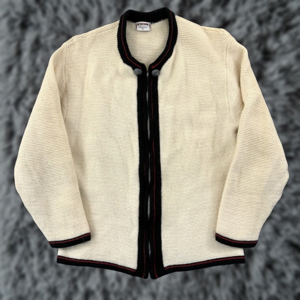 McGregor VINTAGE McGregor Sportswear Cardigan Sweater Women’s Medium 60s Wool Zip USA Ivory Crew Neck Long Sleeve Asymmetrical Sleeve Pockets Logo Knit Size M / US 6-8 / IT 42-44 - 1 Thumbnail