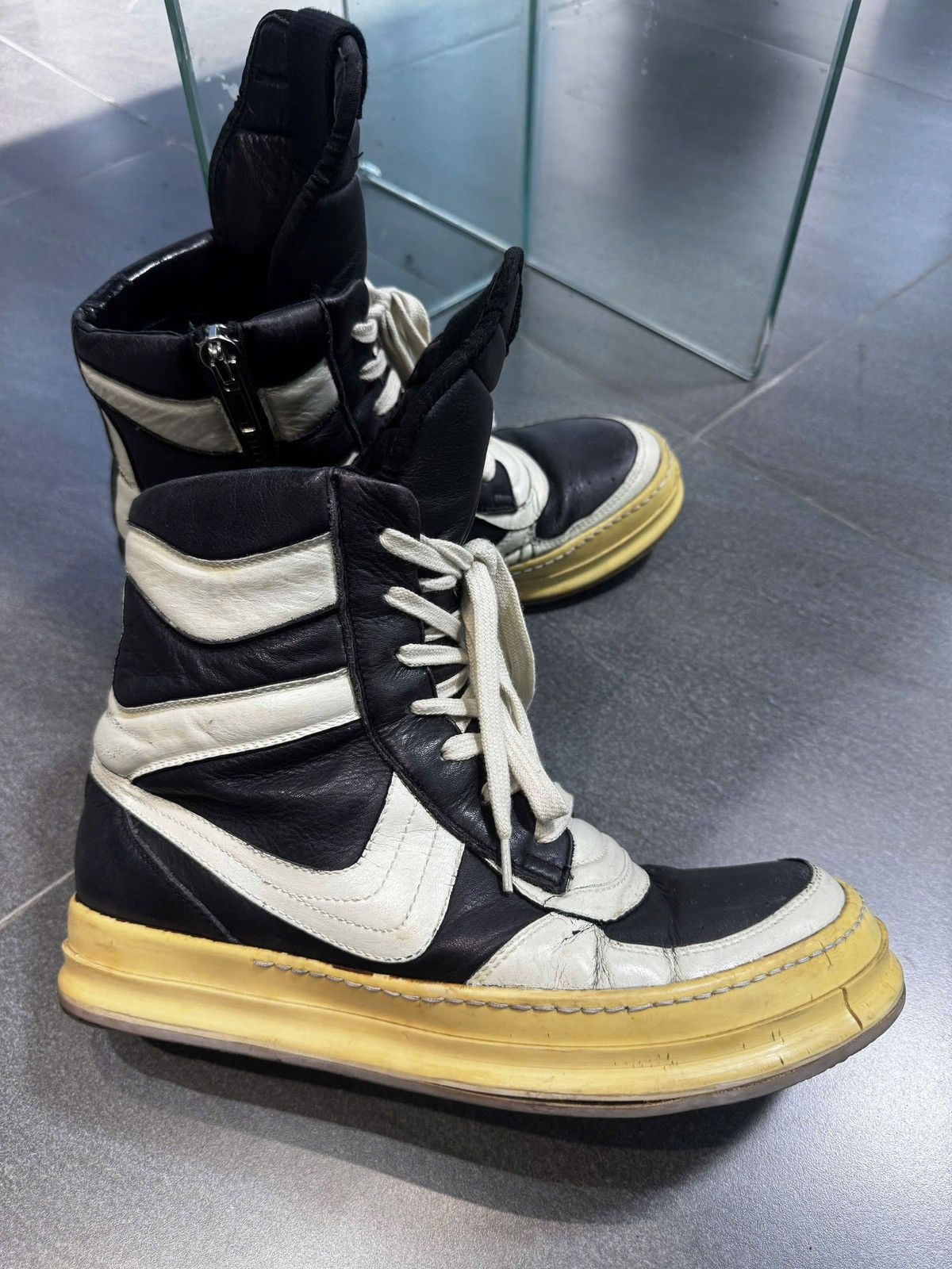 Rick Owens Rick Owens Leather Dunks in Black / White Size US 9 / EU 42 - 1 Thumbnail