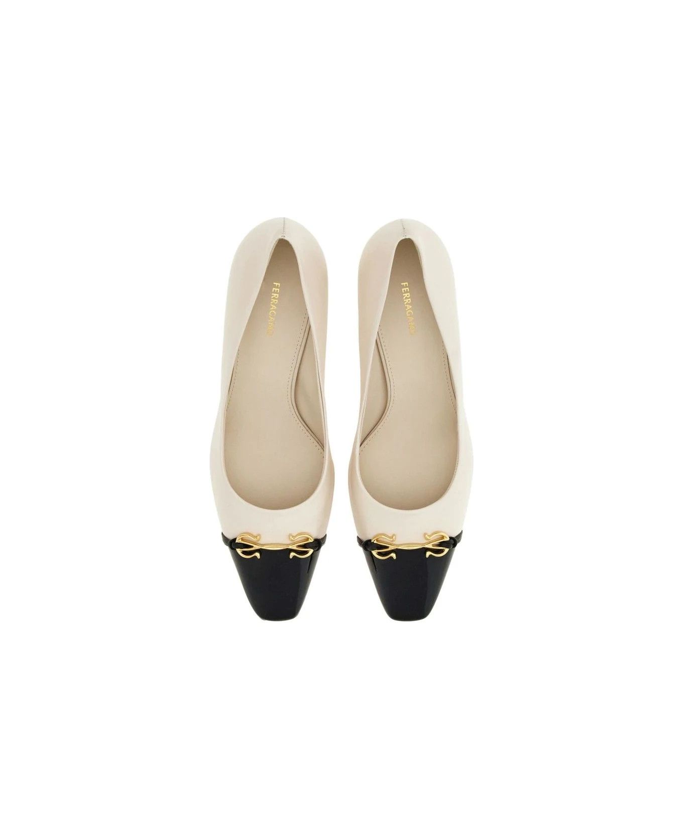 Salvatore Ferragamo o1s1rm1225 60mm Gancini Plaque Pumps in White/Black Size US 10 / IT 40 - 2 Thumbnail