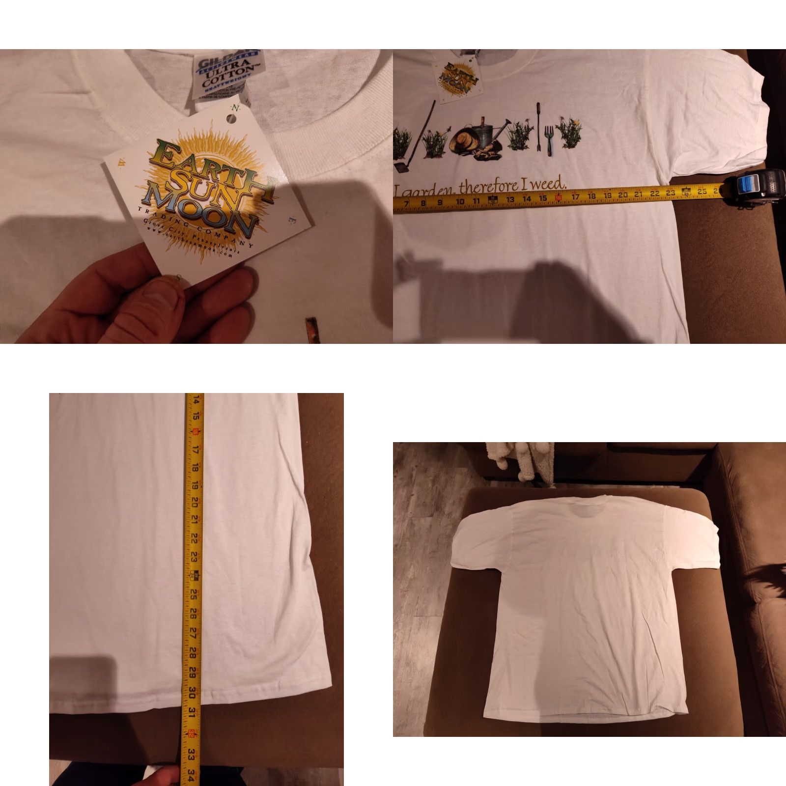 Vintage Earth Sun Moon Trading T-Shirt Men XL White Garden Gardening NWT Size US XL / EU 56 / 4 - 8 Thumbnail