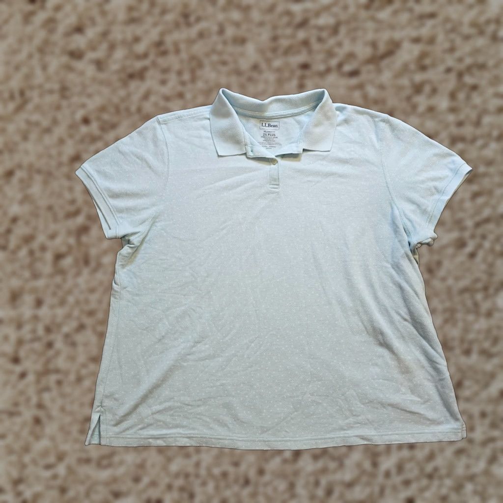 Vintage LL Bean Polo Shirt Womens 2X Blue Polka Dot Short Sleeve Casual Capsule Shirt Size XXL / US 16-18 / IT 52-54 - 1 Thumbnail