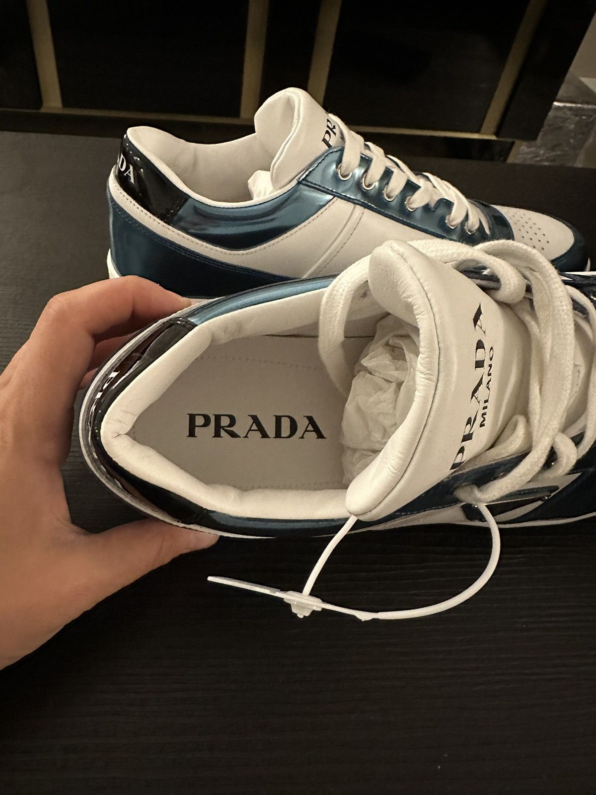 Prada Prada Downtown Leather Sneakers Rare Metallic Blue! Size 9 Size US 9 / EU 42 - 8 Thumbnail