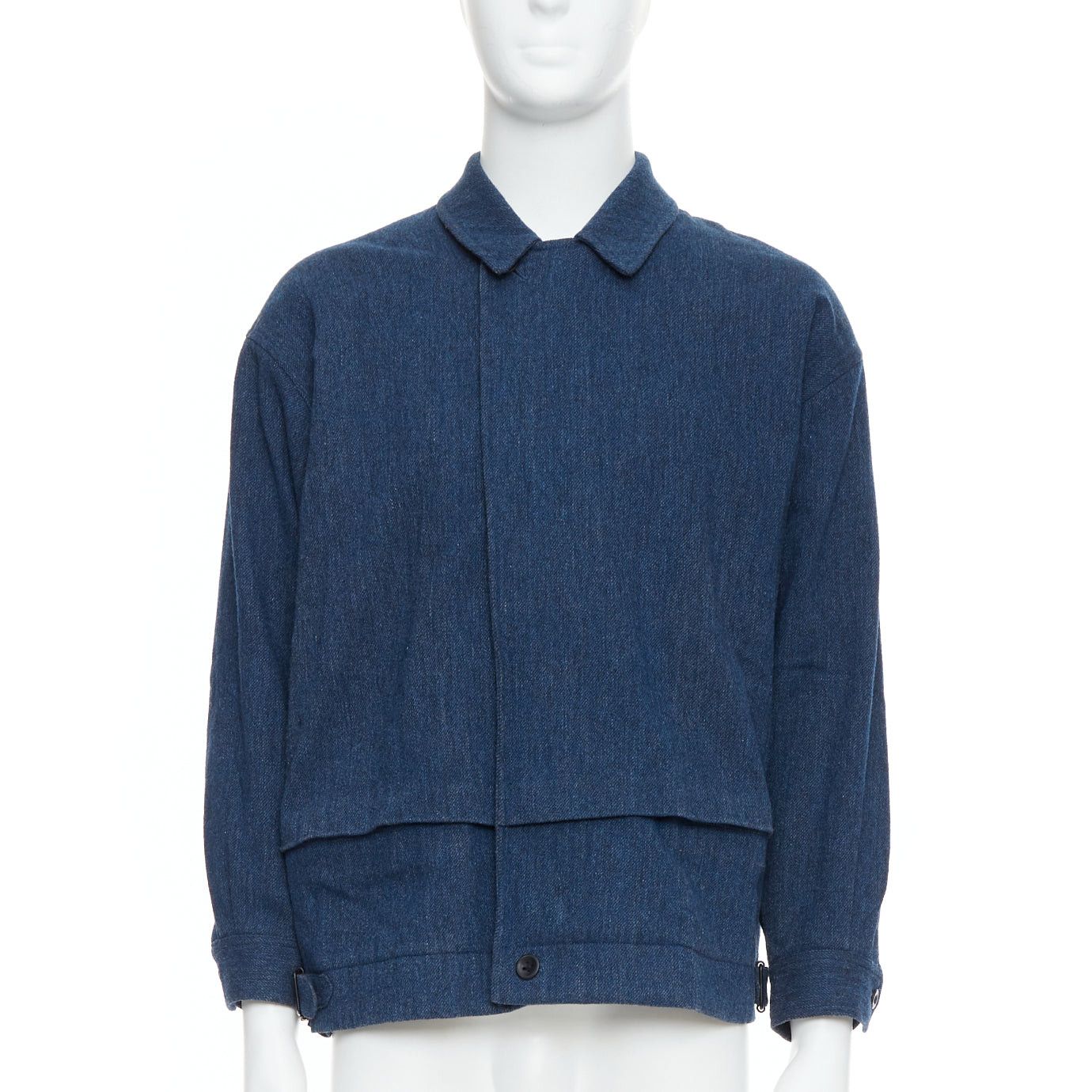 Yohji Yamamoto YOHJI YAMAMOTO Y's blue wool cotton blend minimal zip bomber jacket Size US M / EU 48-50 / 2 - 1 Thumbnail