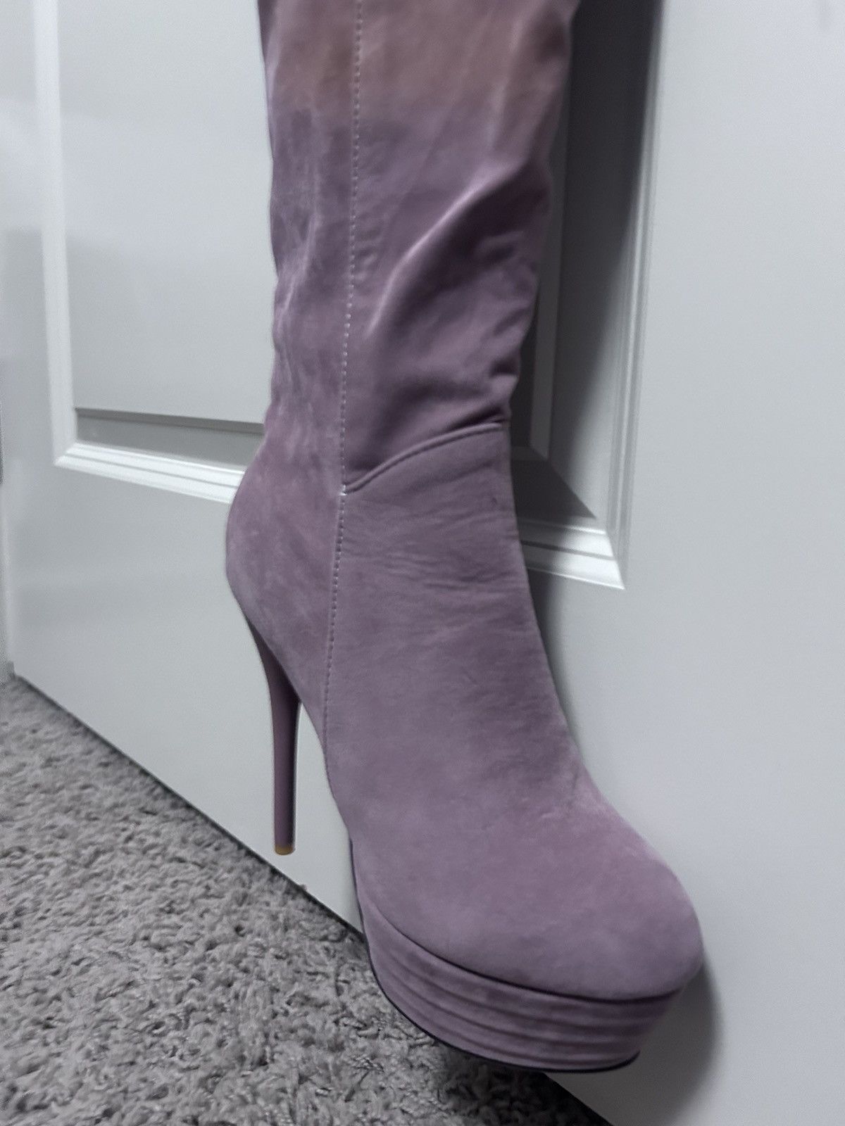 Other Pastel pink thigh high faux suede boots stiletto Size US 7 / IT 37 - 4 Thumbnail