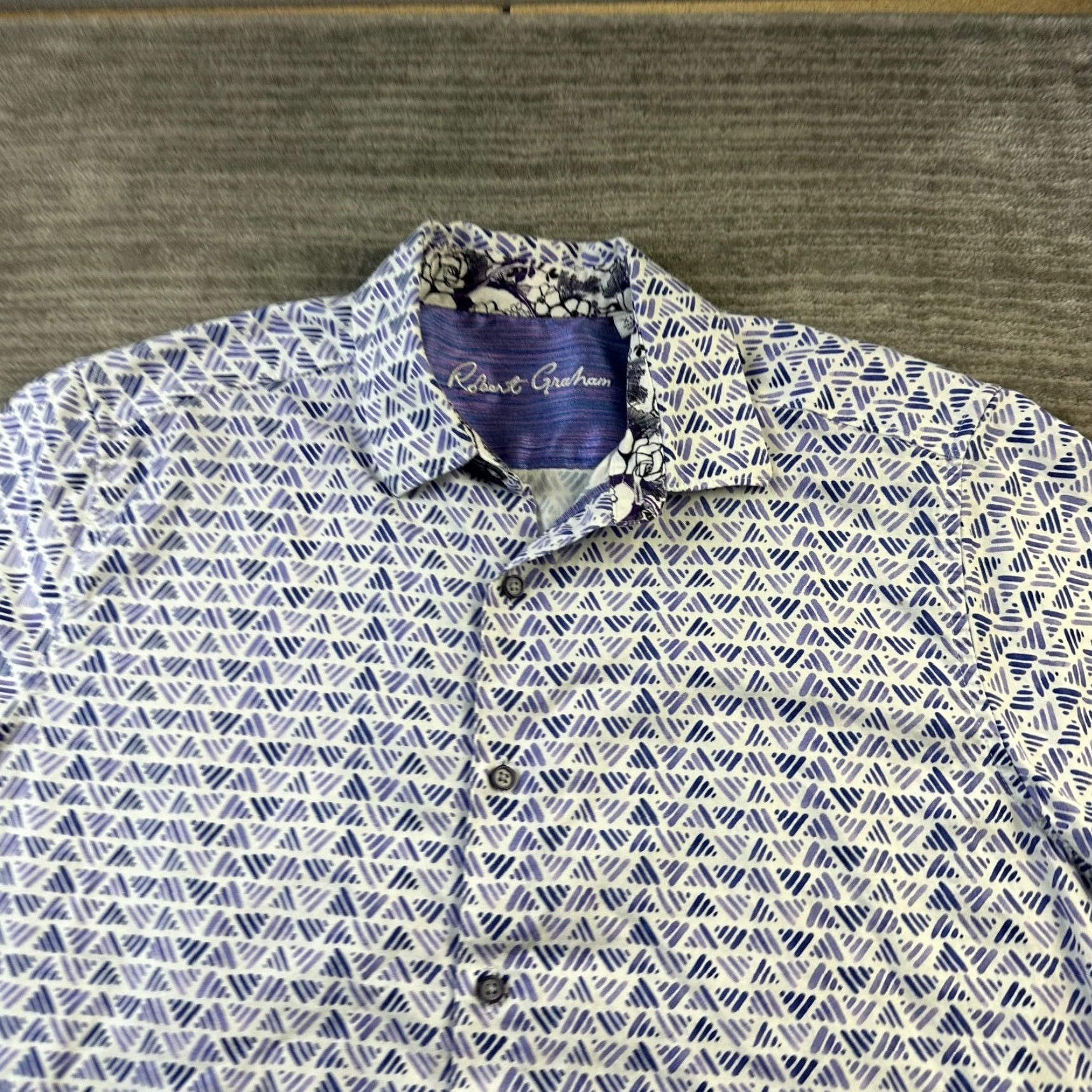 Robert Graham Robert Graham Shirt Mens XL Purple Button-Up Geometric Short Sleeve Casual Classic Fit Size US XL / EU 56 / 4 - 3 Thumbnail