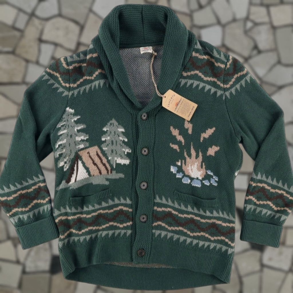 Faherty Faherty Camp Cardigan Cowichan Solid Long Sleeve Sweater Green 2XL Mens Shirt Size US XXL / EU 58 / 5 - 1 Thumbnail