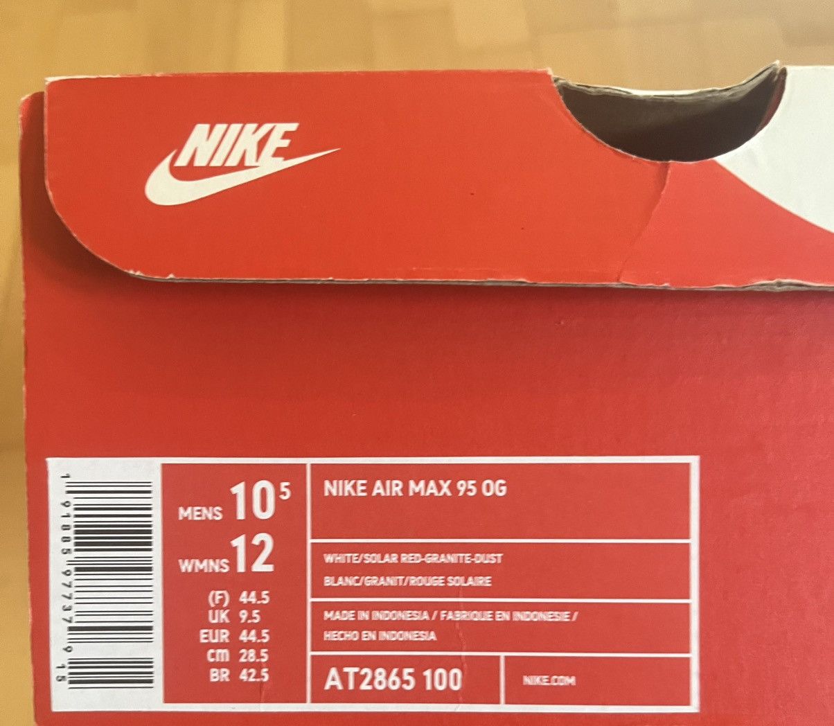 Nike Nike Air Max 95 OG Solar Red (2018) Size US 10.5 / EU 43-44 - 10 Thumbnail