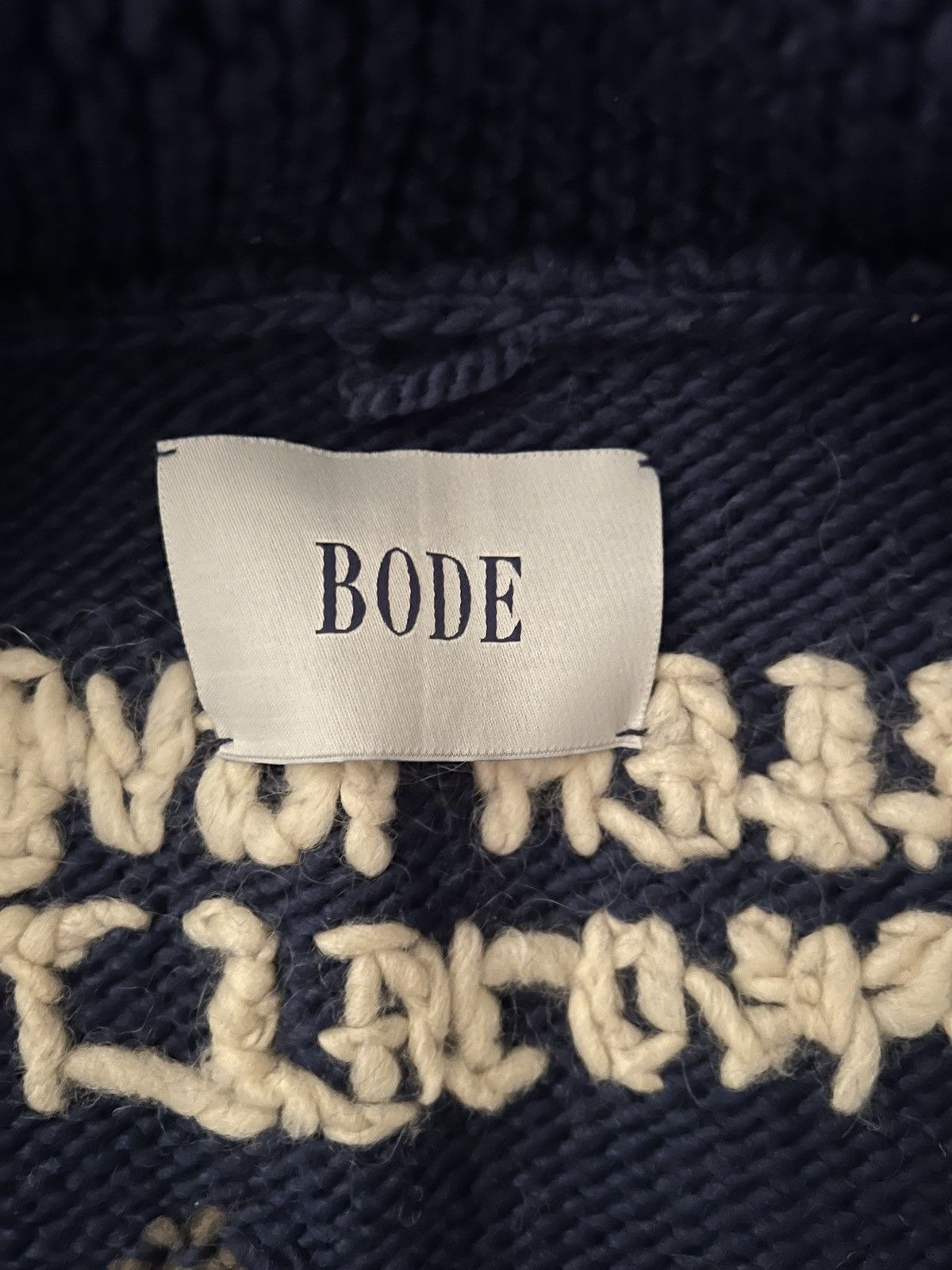 Bode BODE river fish wool and mohair shawl cardigan. $1,200.00. Size US L / EU 52-54 / 3 - 10 Thumbnail