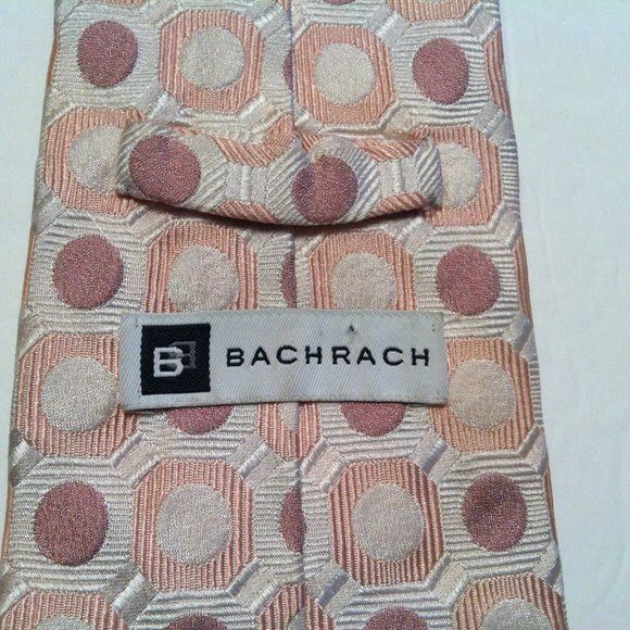 Bachrach BACHRACH MEN'S NEW PINK 100%SILK TIE WIDTH: 4" Size ONE SIZE - 3 Thumbnail