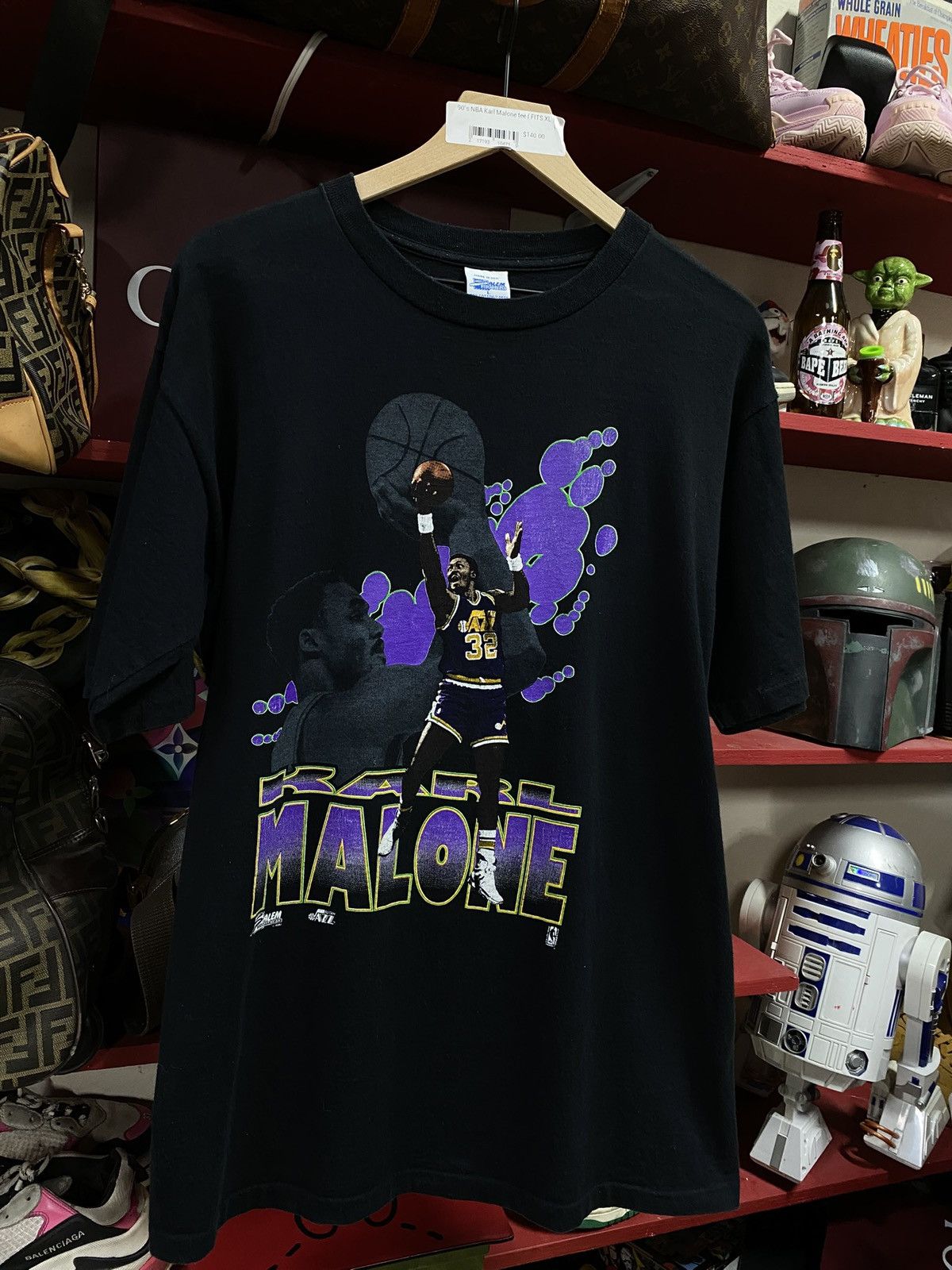 NBA Vintage 90’s Salem Utah Jazz Karl Malone T-Shirt Large Size US L / EU 52-54 / 3 - 3 Thumbnail