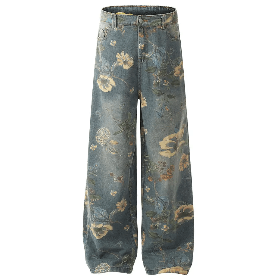 Japanese Brand × Vintage Flora Printed loose jeans Size US 28 / EU 44 - 1 Thumbnail