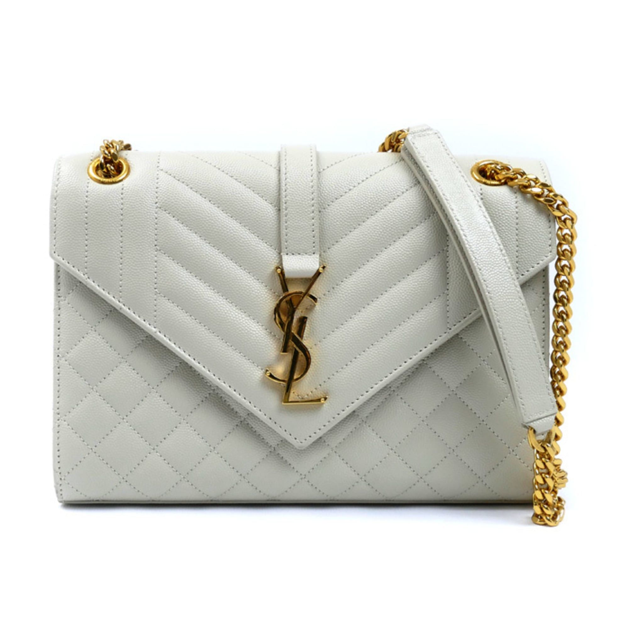 SAINT LAURENT Envelope Medium Shoulder Bag White 600185 Women's