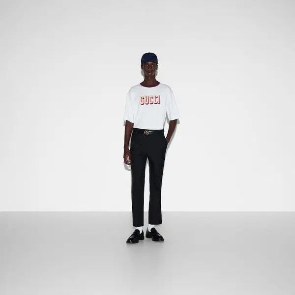 Gucci o1s1wg110925 Cotton Jersey Printed T-Shirt in White Size US M / EU 48-50 / 2 - 2 Thumbnail