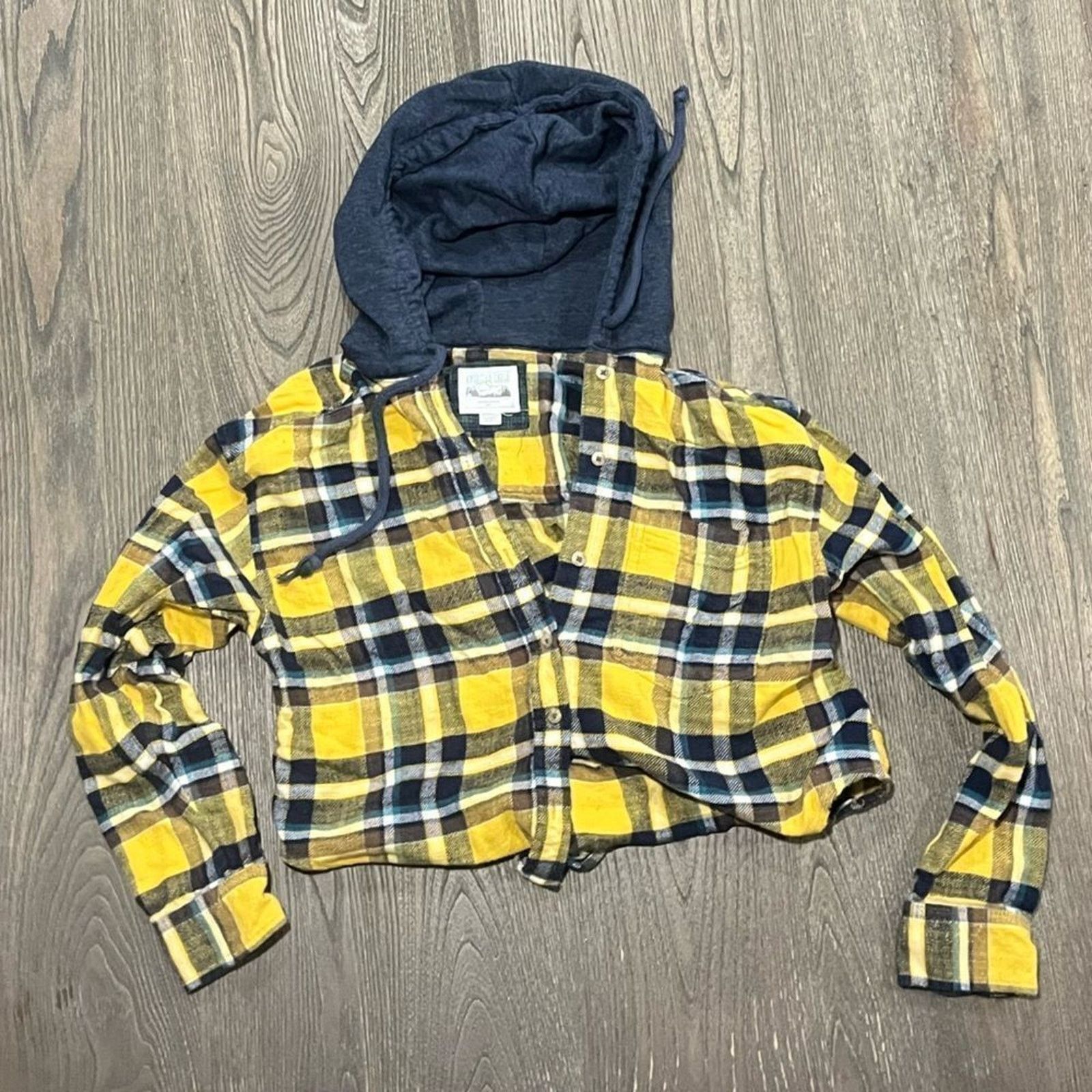 American Eagle Outfitters American Eagle Cropped Sweatshirt Hoodie Flannel Plaid XS Size XS / US 0-2 / IT 36-38 - 1 Thumbnail