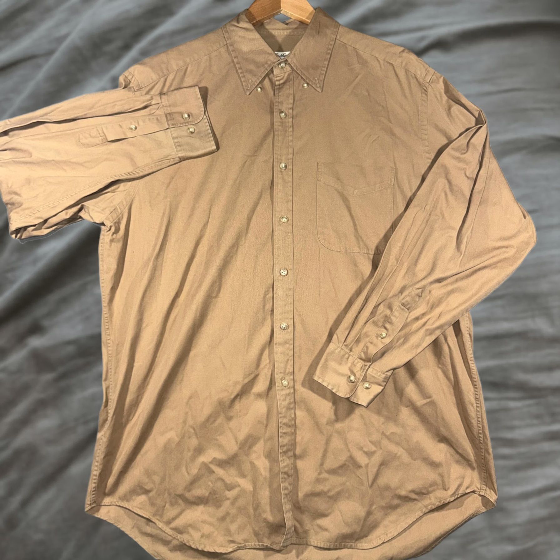 Brooks Brothers VINTAGE Brooks Brothers Shirt Mens L Beige Cotton Twill Button-Up Long Sleeve Casual Size US L / EU 52-54 / 3 - 1 Thumbnail