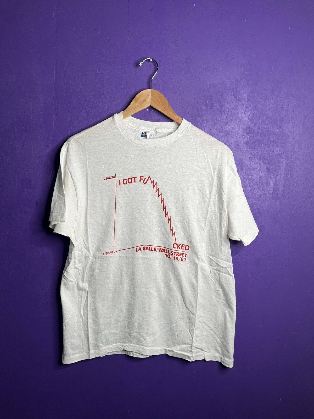 Vintage Vintage 1987 I got f*cked at Wall Street t-shirt Size US M / EU 48-50 / 2 - 1 Thumbnail