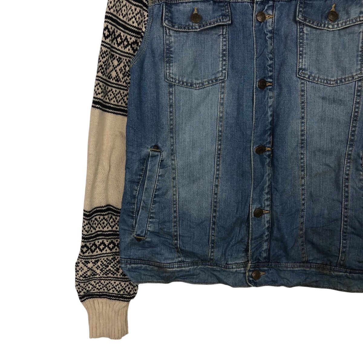 Japanese Brand 📌Denim Trucker Biker Jacket Bershka Knit Hand Issey Miyake Size US L / EU 52-54 / 3 - 5 Thumbnail