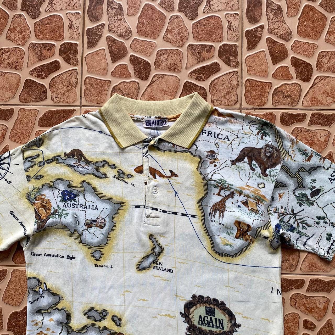 Vintage Vintage 70s Fullprint Polo Tee By Altro Size US S / EU 44-46 / 1 - 3 Thumbnail