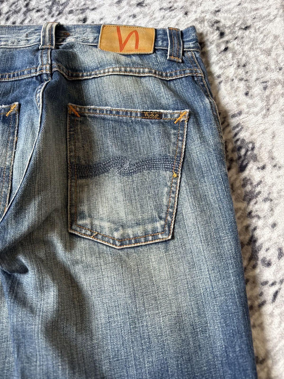 Nudie Jeans Vintage Nudie Low Slim Jim Indigo Thread Jeans Size US 30 / EU 46 - 10 Thumbnail