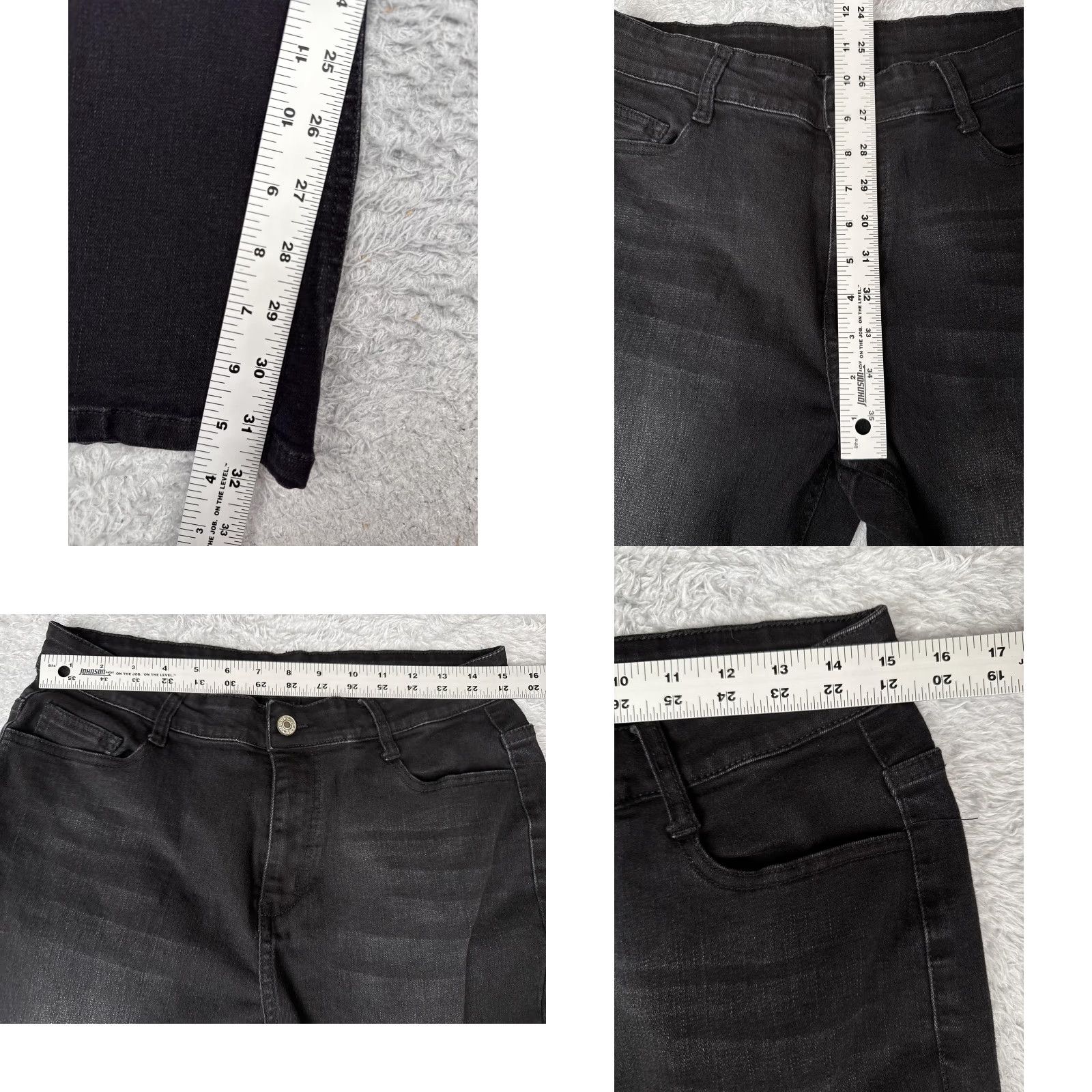 Denime Jeans Womens Large Black Stretch Denim Straight Leg Mid Rise 30x32 Casual City School Pants Size 36" / US 14 / IT 50 - 8 Thumbnail