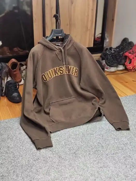 Quiksilver Vintage 90's Quiksilver Brown Big Logo Faded Boxy Hoodie Size US L / EU 52-54 / 3 - 7 Thumbnail