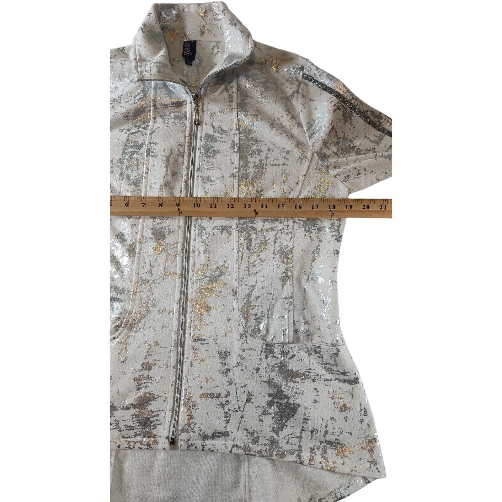 Other berek Metallic Full Zip Jacket White Silver Gold Small Size S / US 4 / IT 40 - 3 Thumbnail