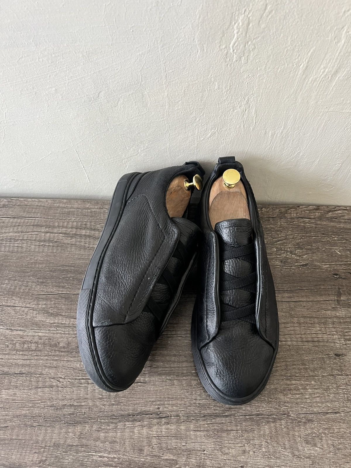 Ermenegildo Zegna ZEGNA TRIPLE STITCH BLACKOUT LOW-TOP SNEAKERS Size US 7.5 / EU 40-41 - 9 Thumbnail