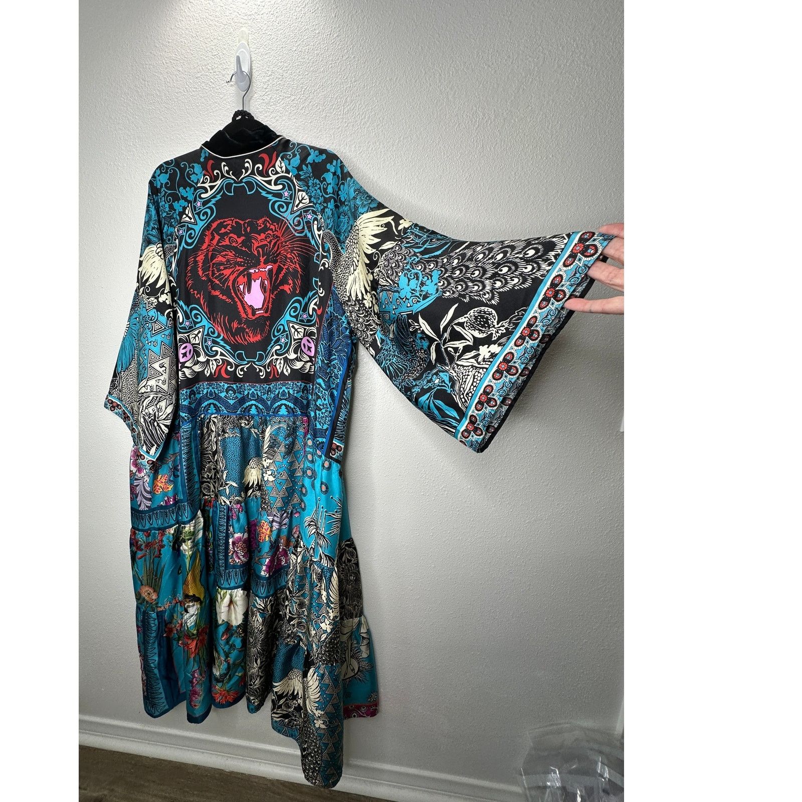 F.R.S F.R.S. Cream Black Blue Red Multi Bird Floral Tiger Kimono M Size 27" / US 4 / IT 40 - 15 Thumbnail
