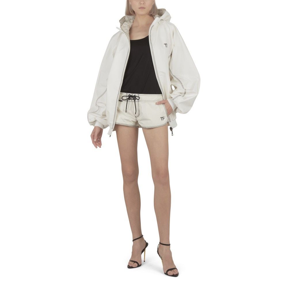 Tom Ford o1loc1c0924 CS1199 Hoodie Nylon Jacket in White Size M / US 6-8 / IT 42-44 - 2 Thumbnail