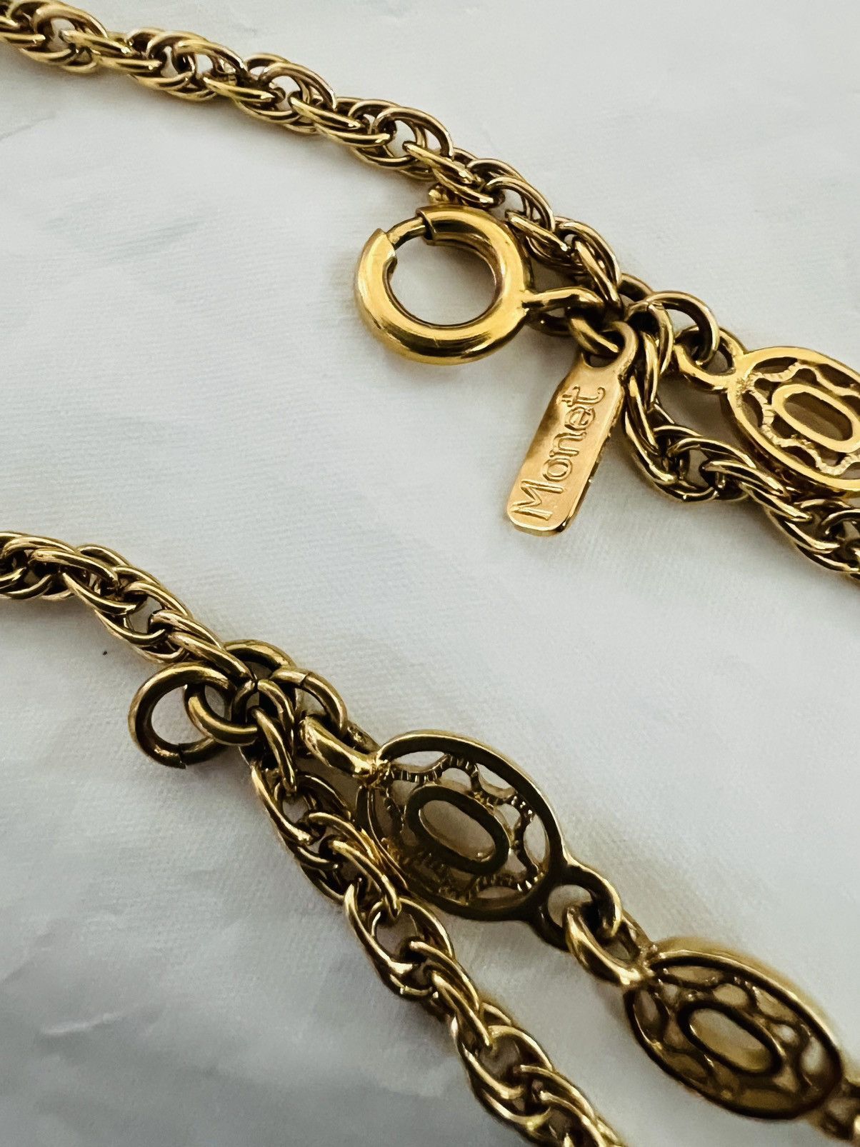 Monet VTG Monet 52” Double Strand Gold Tone Oval Link Necklace Size ONE SIZE - 6 Thumbnail
