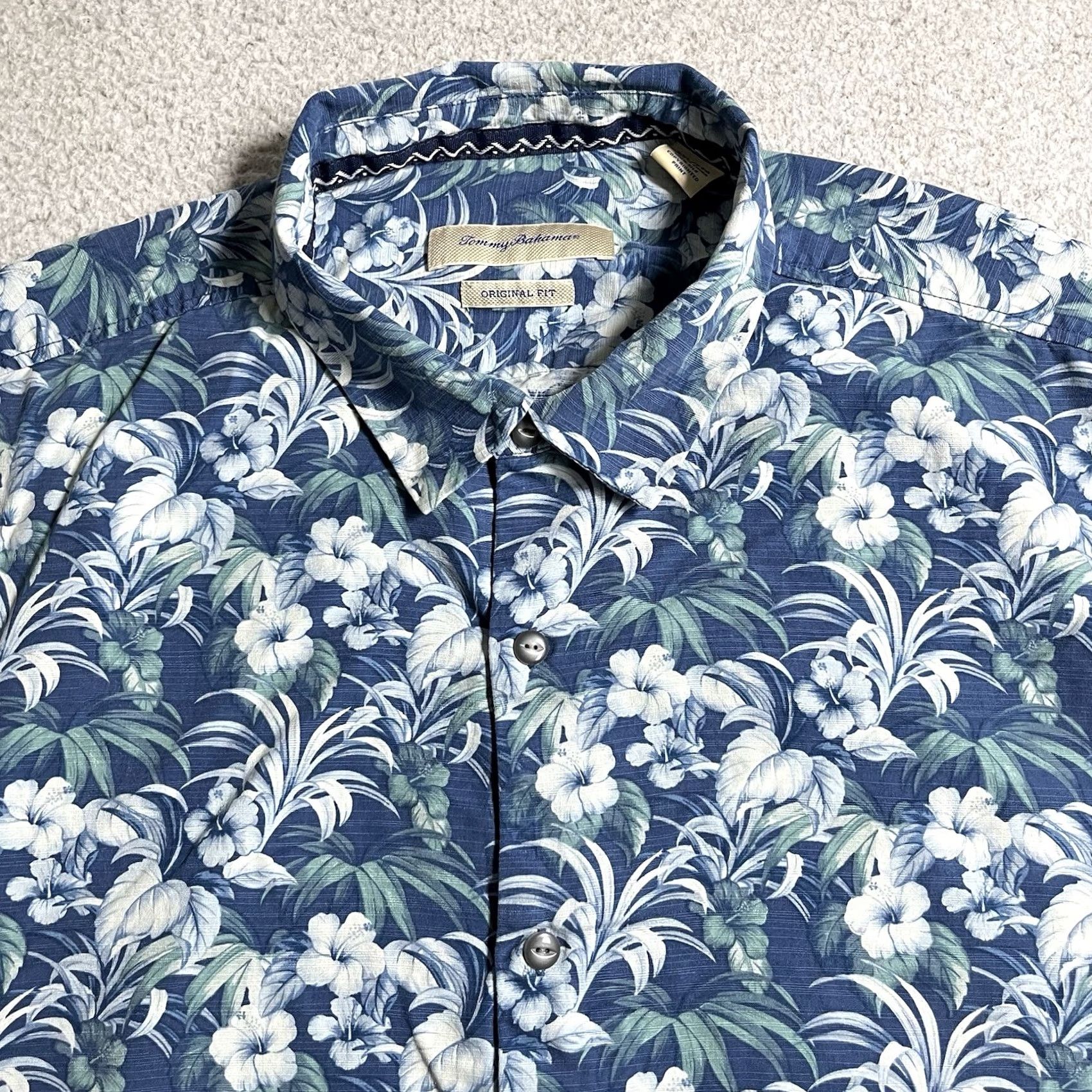 Tommy Bahama Tommy Bahama Shirt Mens 2XL Blue Floral Silk Hawaiian Tropical Camp Beach Aloha Size US XXL / EU 58 / 5 - 4 Thumbnail