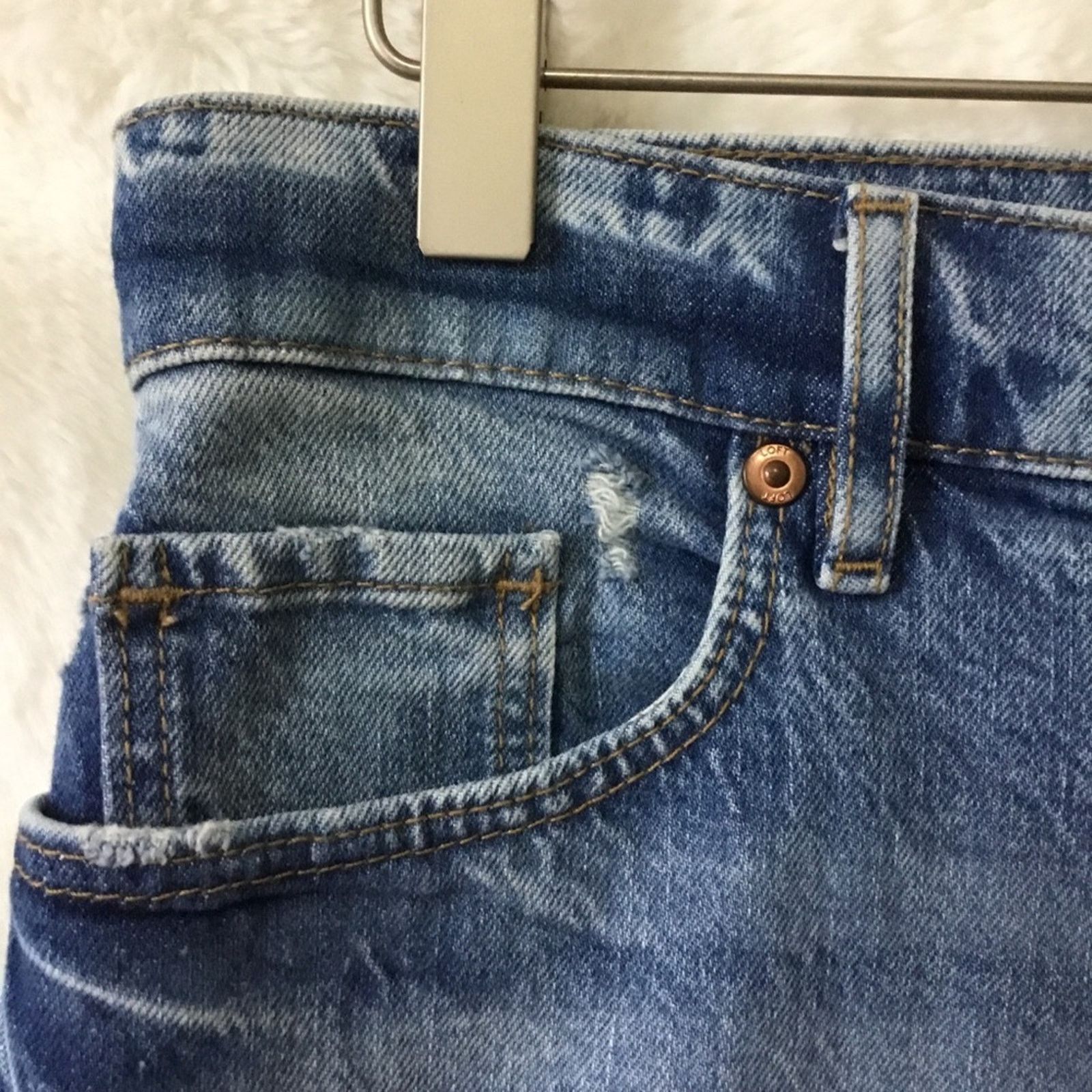 Loft Loft Blue High Waist Straight Crop Jeans Size 30" / US 8 / IT 44 - 3 Thumbnail